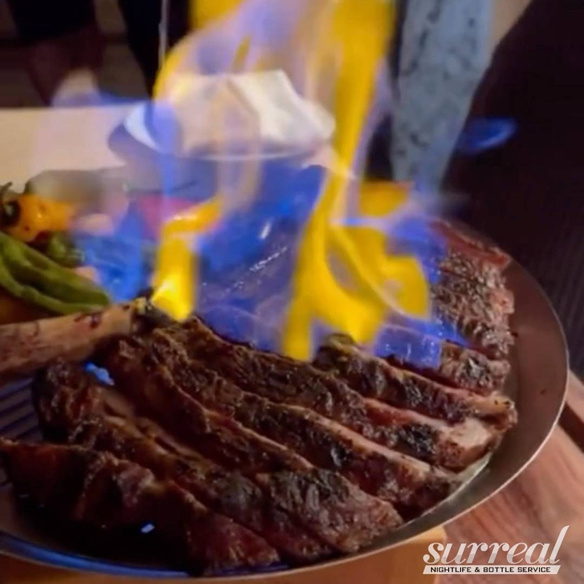 flamming steak